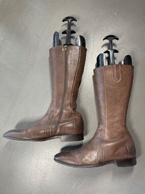 Valentino Garavani Mens Tall Brown Leather Boots Size 41.5